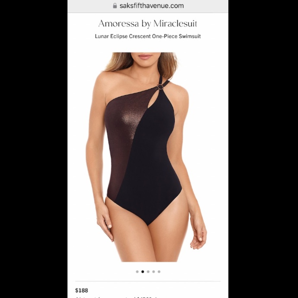 NWT - AMORESSA SWIMWEAR BY MIRACLESUIT LUNAR ECLIPSE ONE PIECE SWIMSUIT - SIZE 8
